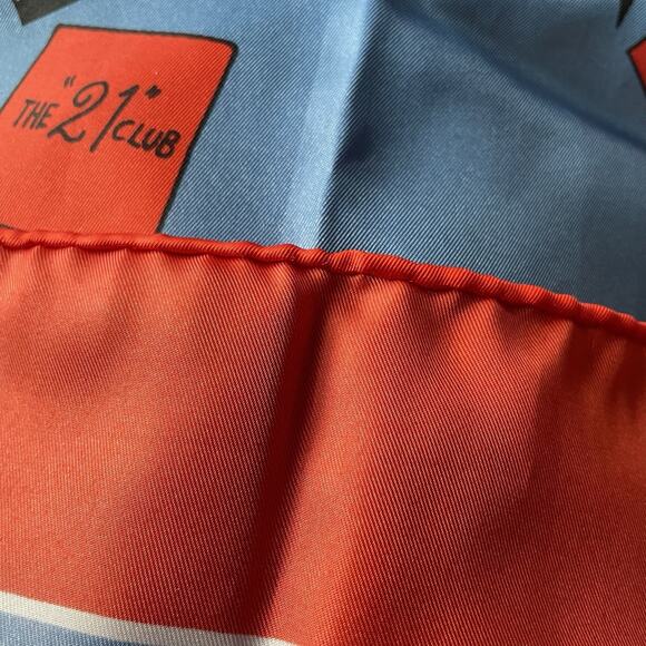 Vintage The 21 Club Scarf Red Blue 100% Silk Made In Japan Jockeys Matchbooks - Picture 8 of 16